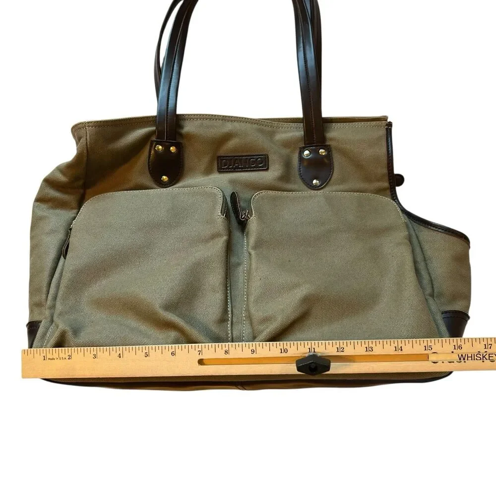 Django Dachshund Dog Carrier Bag Waxed Canvas Olive Size Medium
